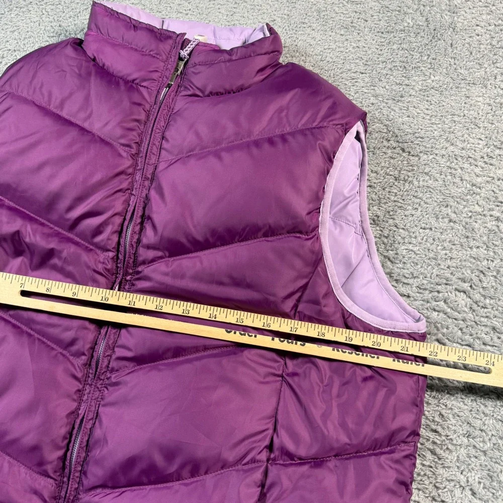 Y2K LL Bean Reversible Goose Down‎ Puffer Vest Purple Womens Large Full Zip